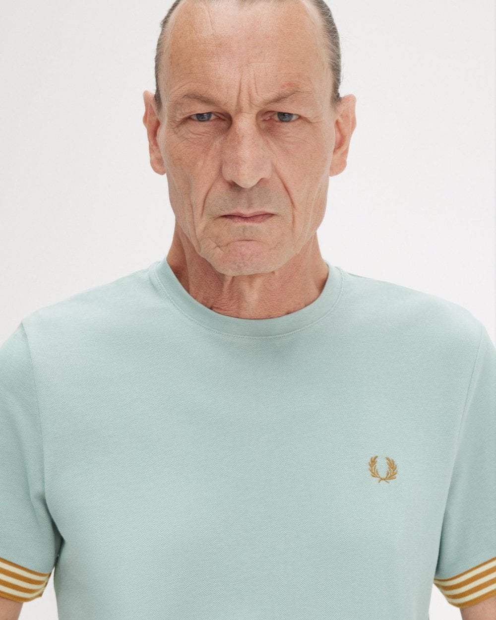 Fred Perry Mens Striped Cuff T-Shirt - Silver Blue 959