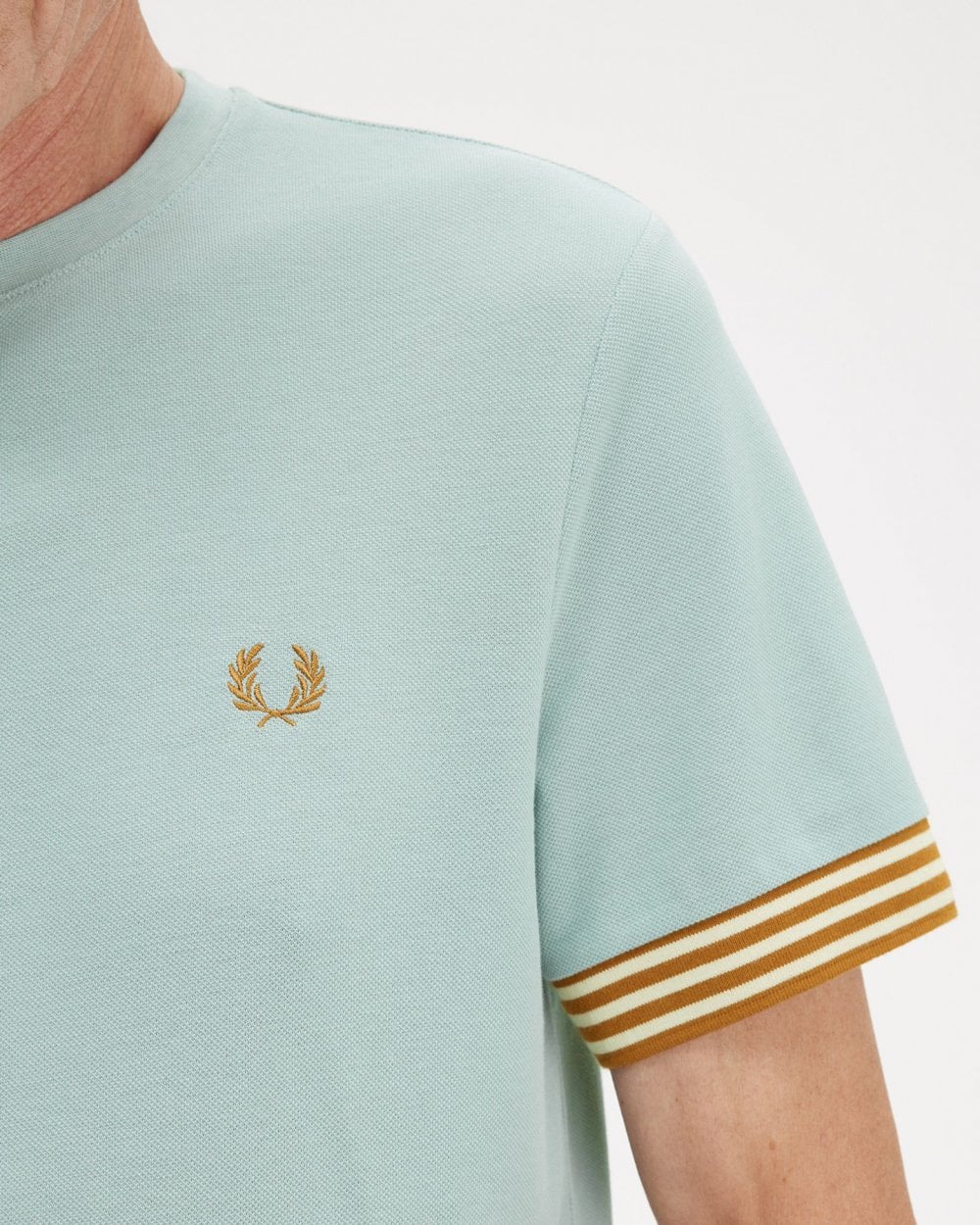 Fred Perry Mens Striped Cuff T-Shirt - Silver Blue 959