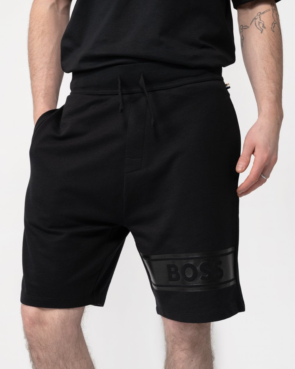 BOSS Orange BOSS Orange Authentic Mens Cotton-Terry Drawstring Lounge Shorts with Logo Print