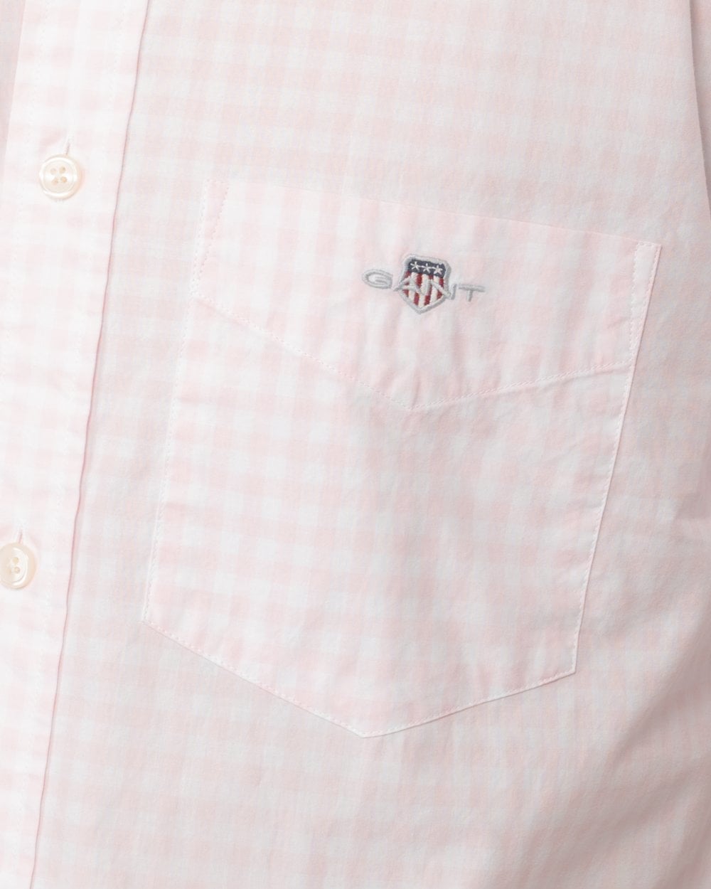 GANT Mens Regular Fit Short Sleeve Poplin Gingham Shirt - 662 Light Pink