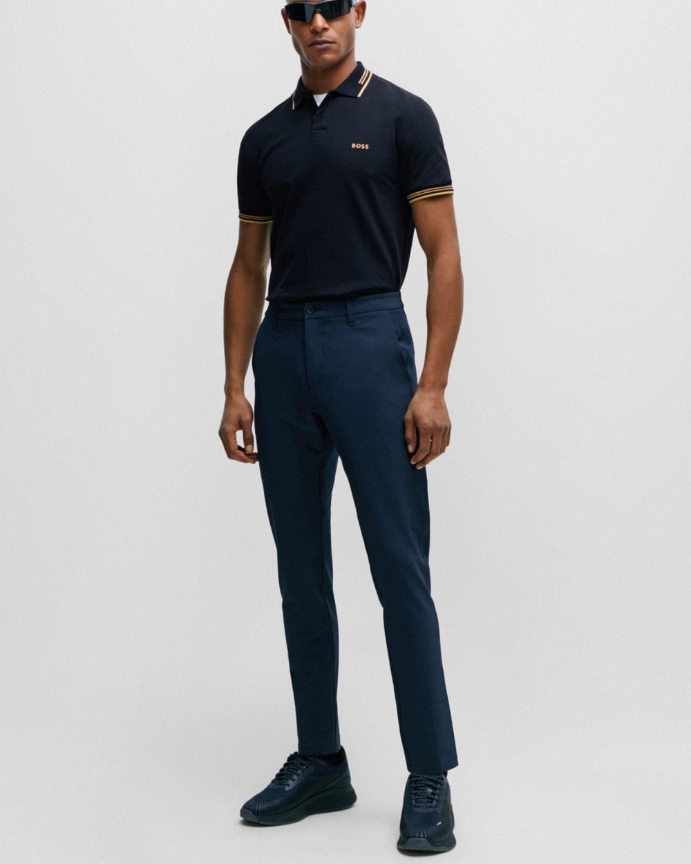 BOSS Green Paul Mens Short Sleeve Polo Shirt With Contrast Tipping NOS - Dark Blue 401