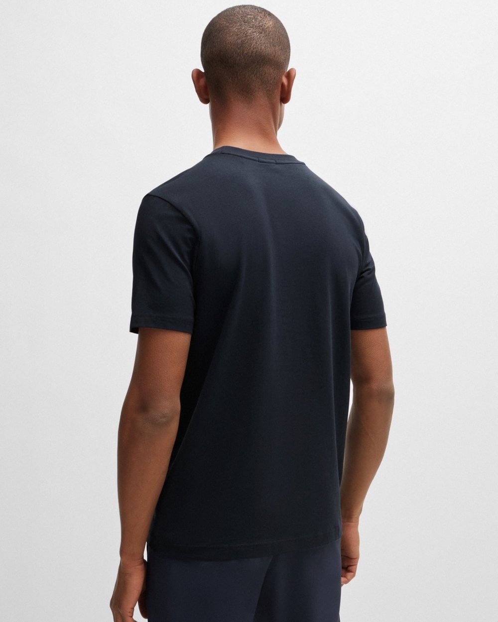 BOSS Green Tee Mens Stretch Cotton T-Shirt with Contrast Logo NOS - Dark Blue 401