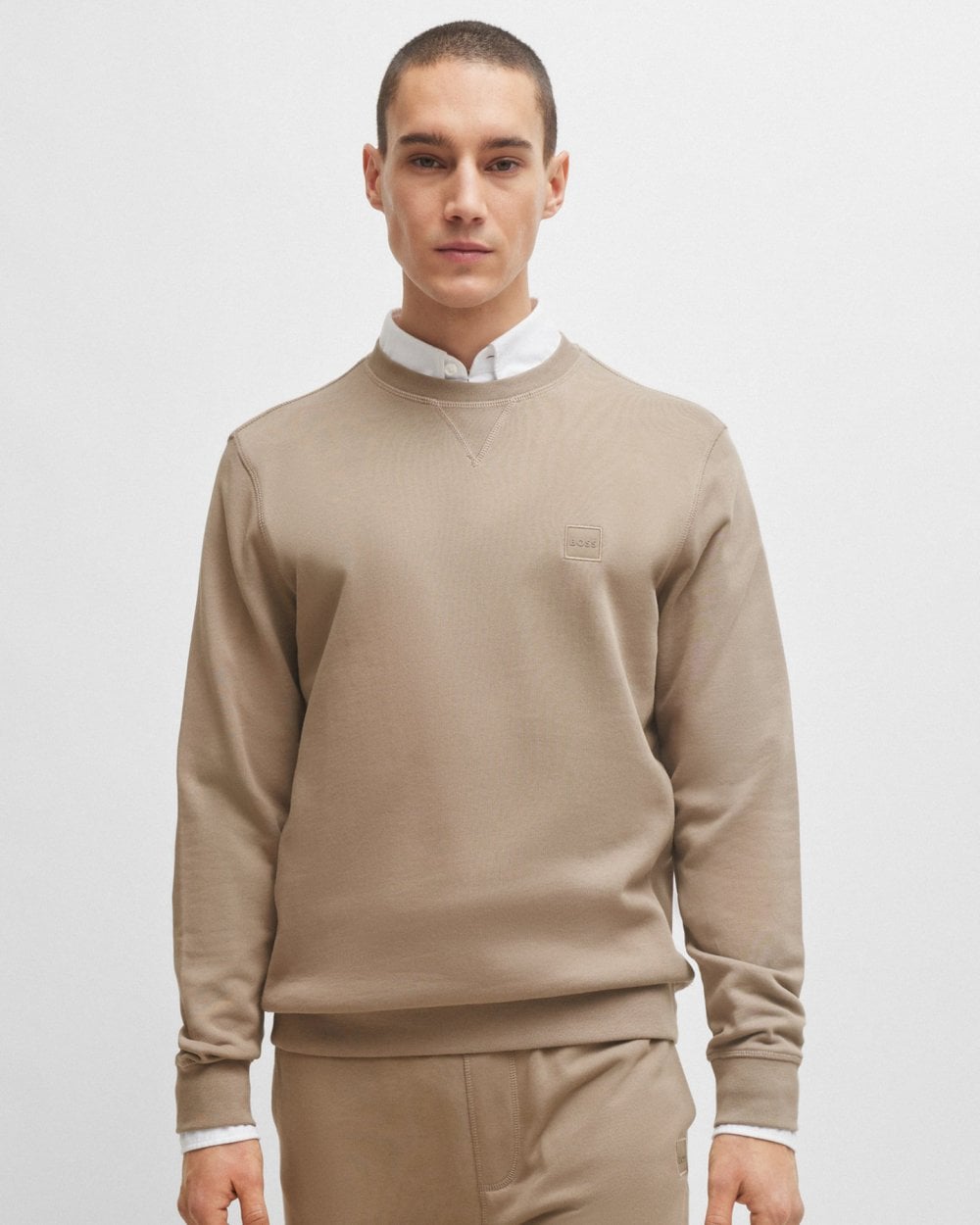 BOSS Orange Westart Mens Crew Neck Sweatshirt With Logo Patch