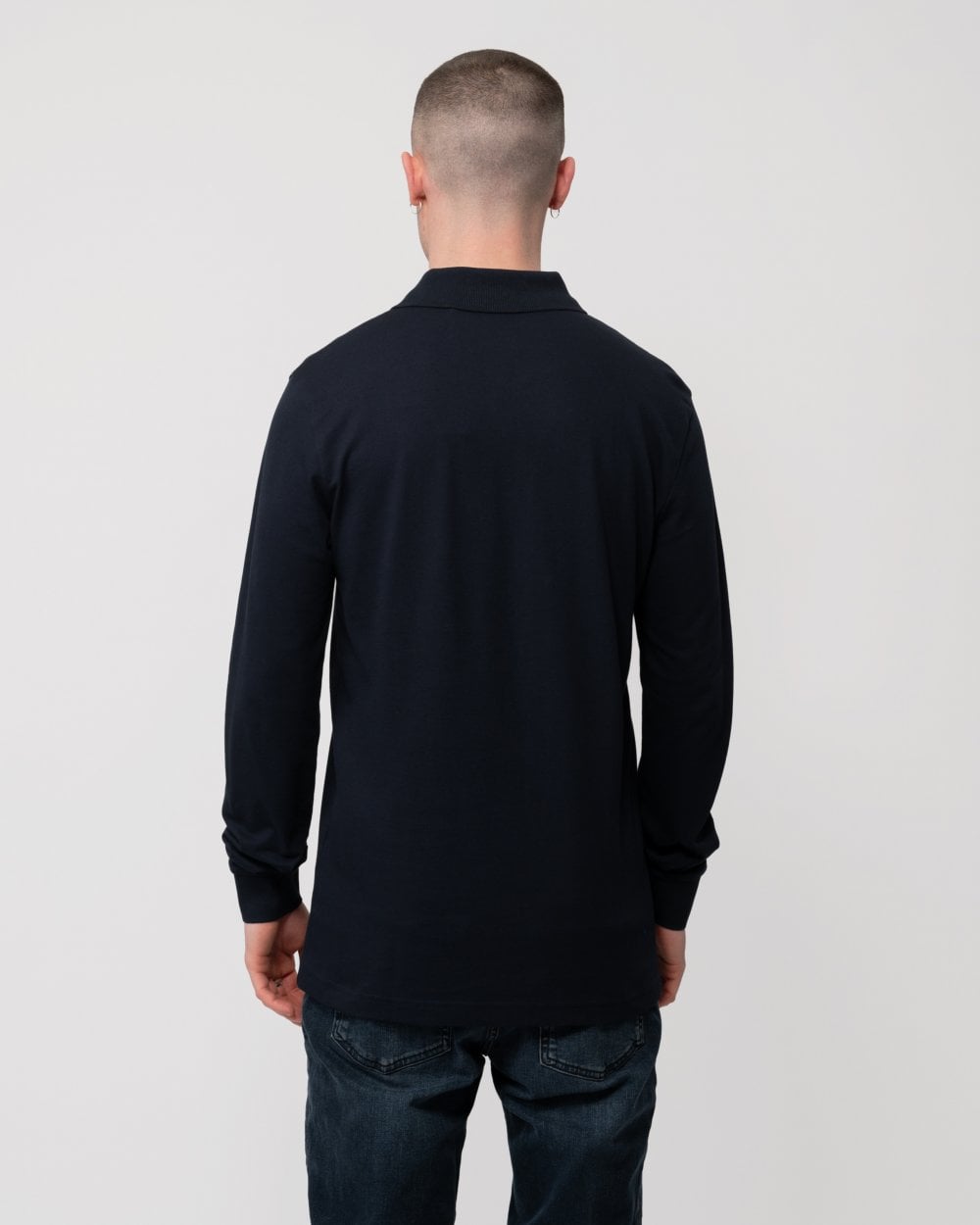 BOSS Orange Passerby Mens Long Sleeve Stretch-Cotton Polo Shirt with Logo Patch NOS - Dark Blue 404