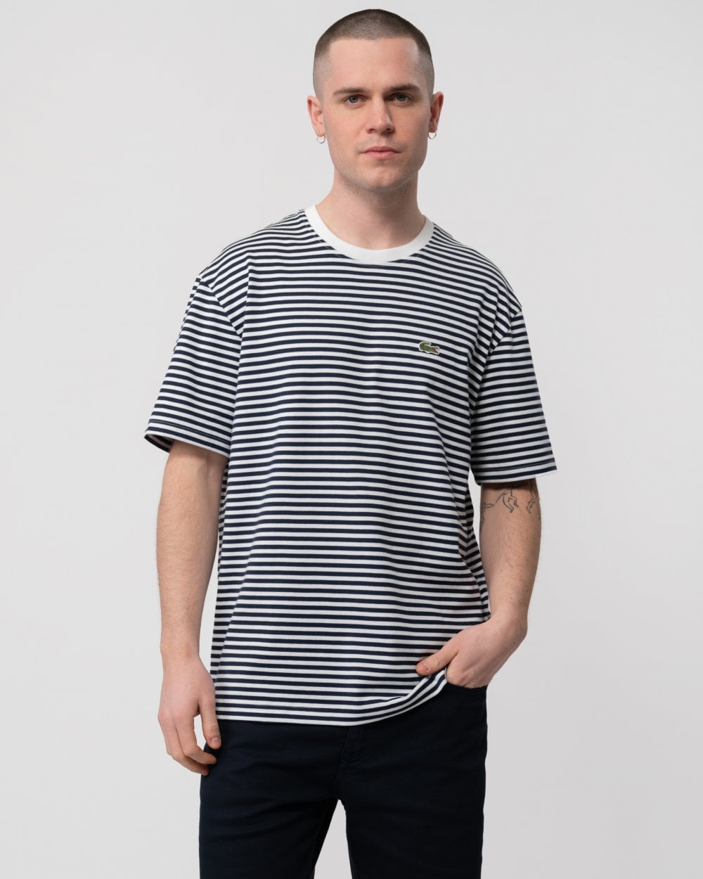 Lacoste Lacoste Mens Striped Crew Neck T-Shirt