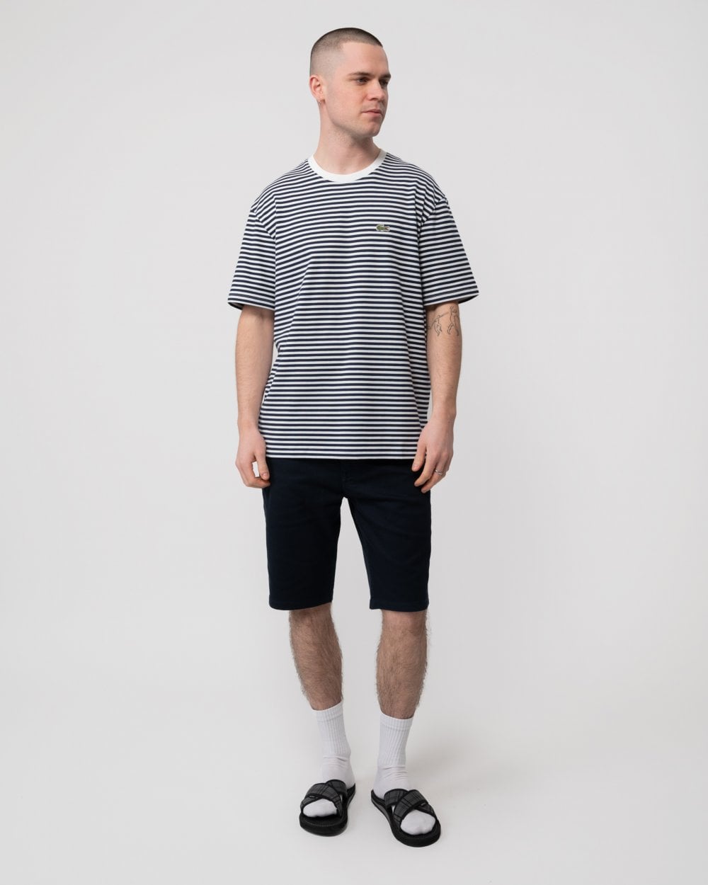 Lacoste Lacoste Mens Striped Crew Neck T-Shirt