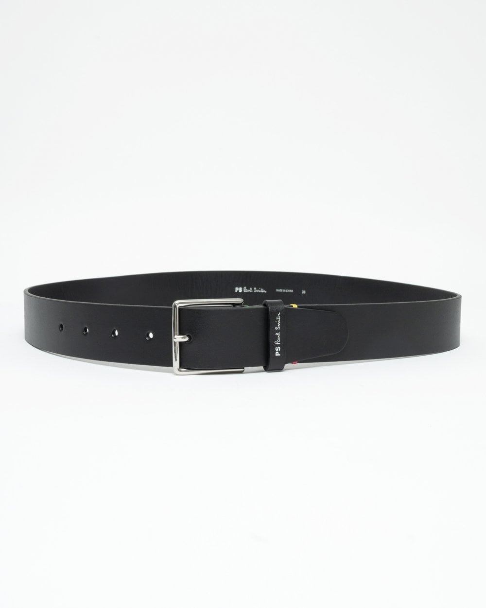 Paul Smith Mens Leather Belt With Colourful Stitch Detail
