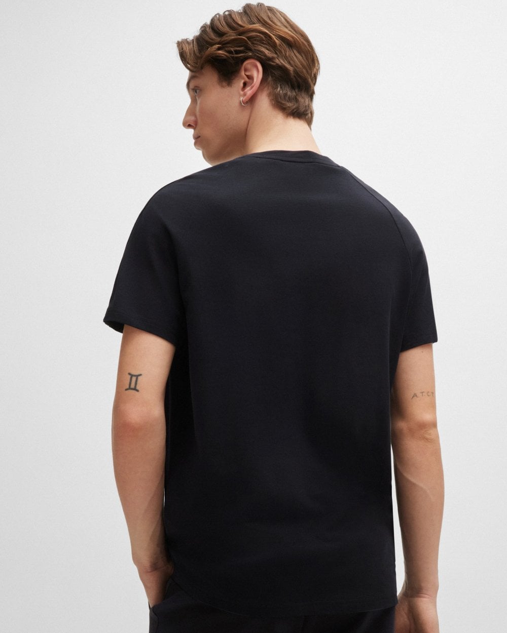 HUGO HUGO Tonal Logo Mens Stretch-Cotton Loungewear T-Shirt with Logo Tape Sleeves