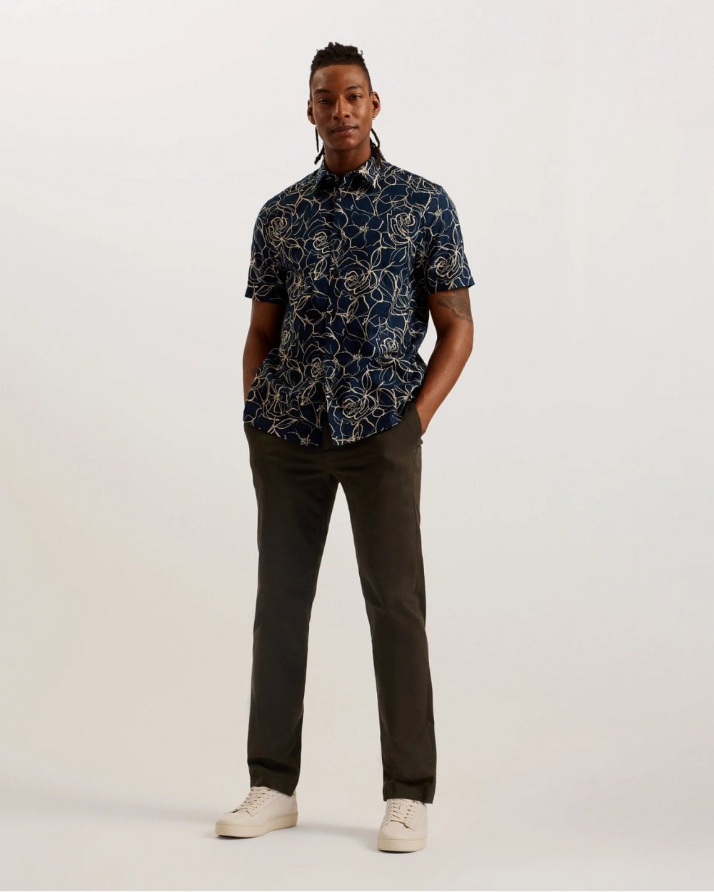 Ted Baker Ted Baker Cavu Mens Short Sleeve Printed Cotton Shirt