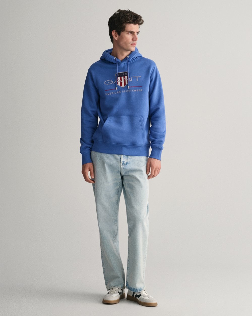 GANT Mens Regular FIt Archive Shield Pullover Hoodie - 407 Rich Blue