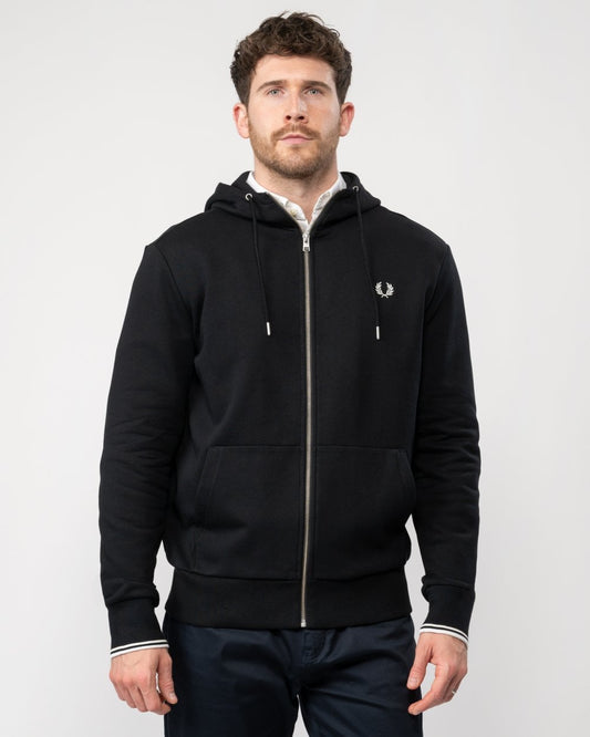 Fred Perry Mens Zip Through Hoodie NOS - Black 198