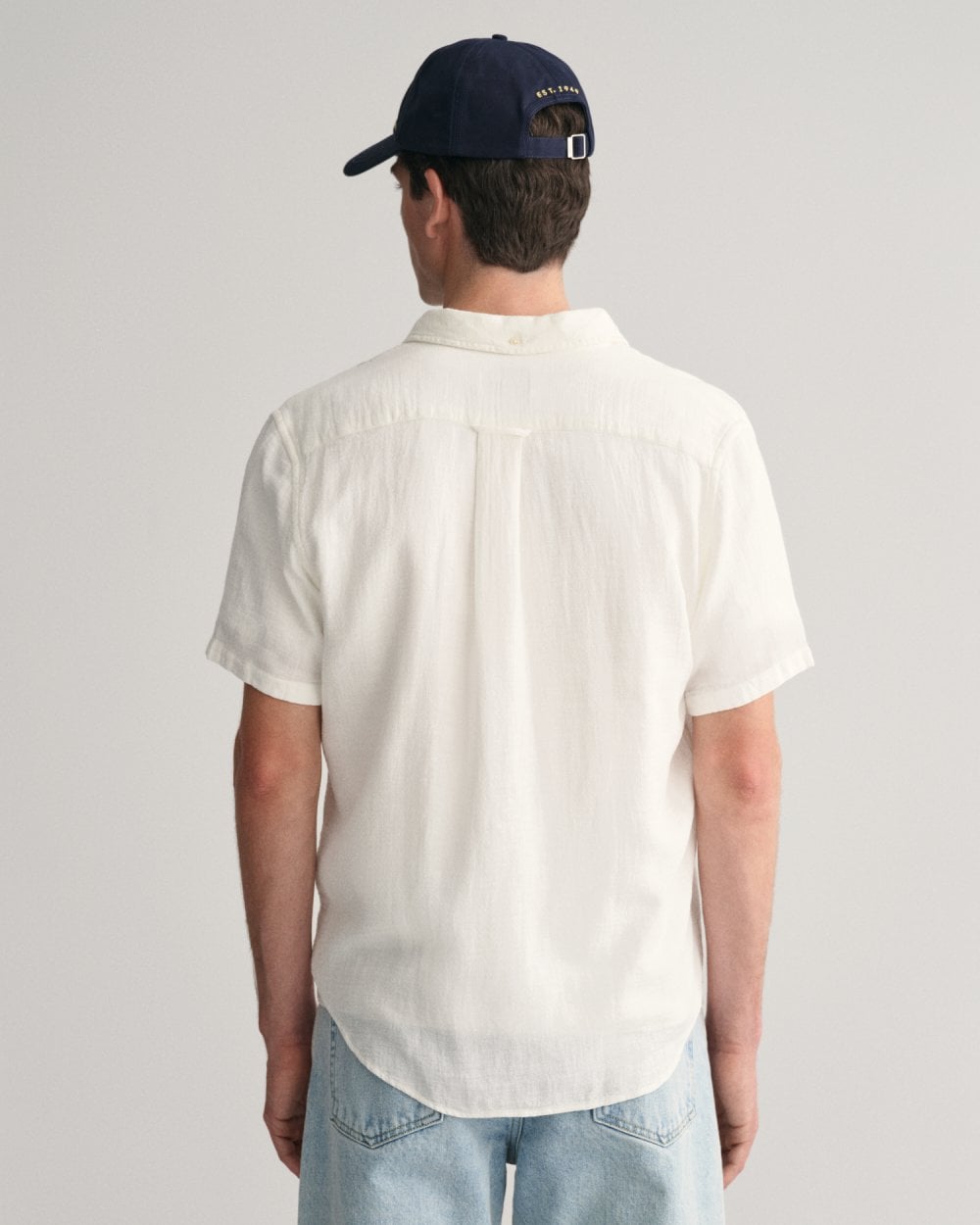 GANT Mens Regular Fit Cotton Linen Texture Short Sleeve Shirt - 110 White