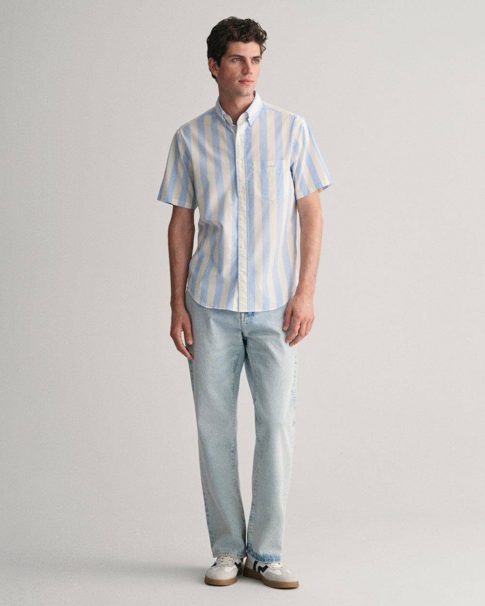 GANT GANT Mens Regular Fit Poplin Parasol Stripe Short Sleeve Shirt