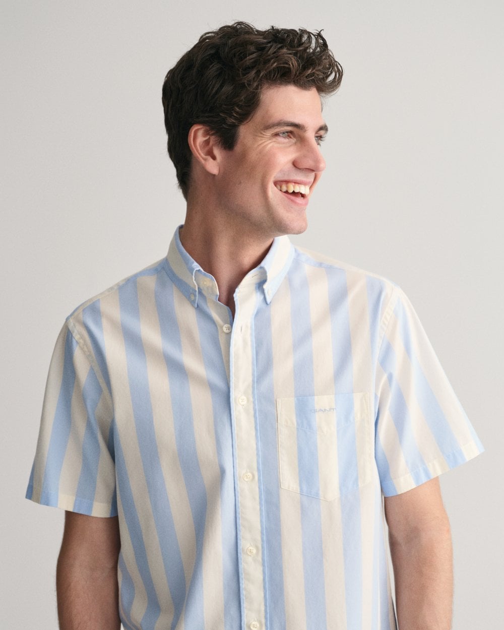 GANT GANT Mens Regular Fit Poplin Parasol Stripe Short Sleeve Shirt