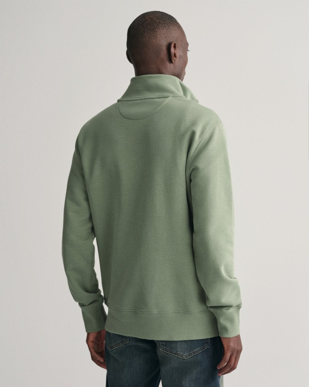 GANT Mens Regular Fit Shield Logo Half Zip Sweatshirt - 375 Dry Green