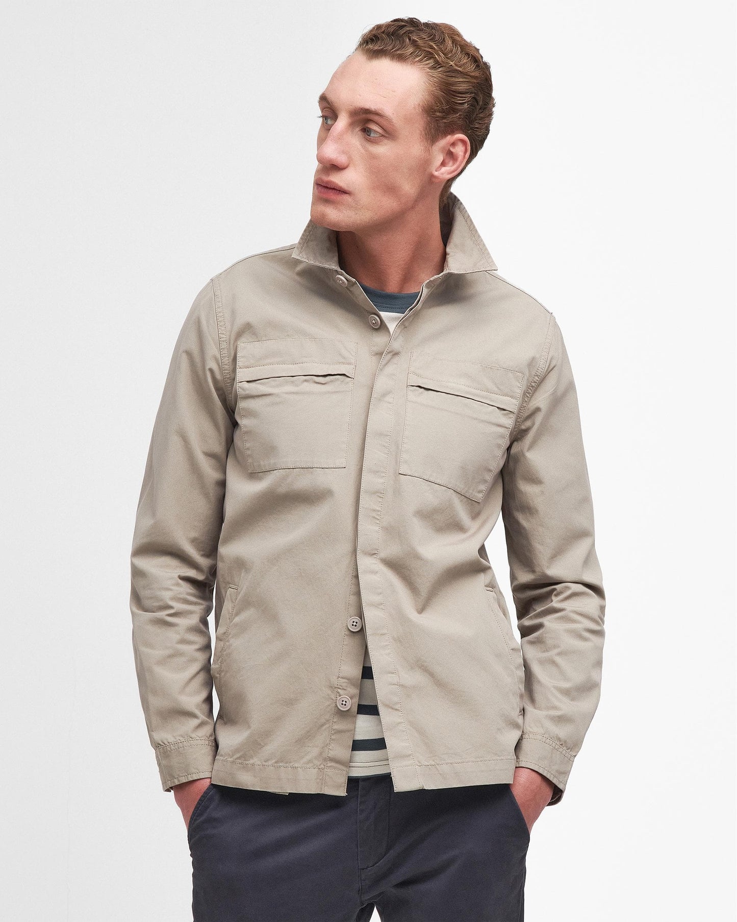 Barbour Castlebay Mens Garment Dyed Overshirt - Concrete