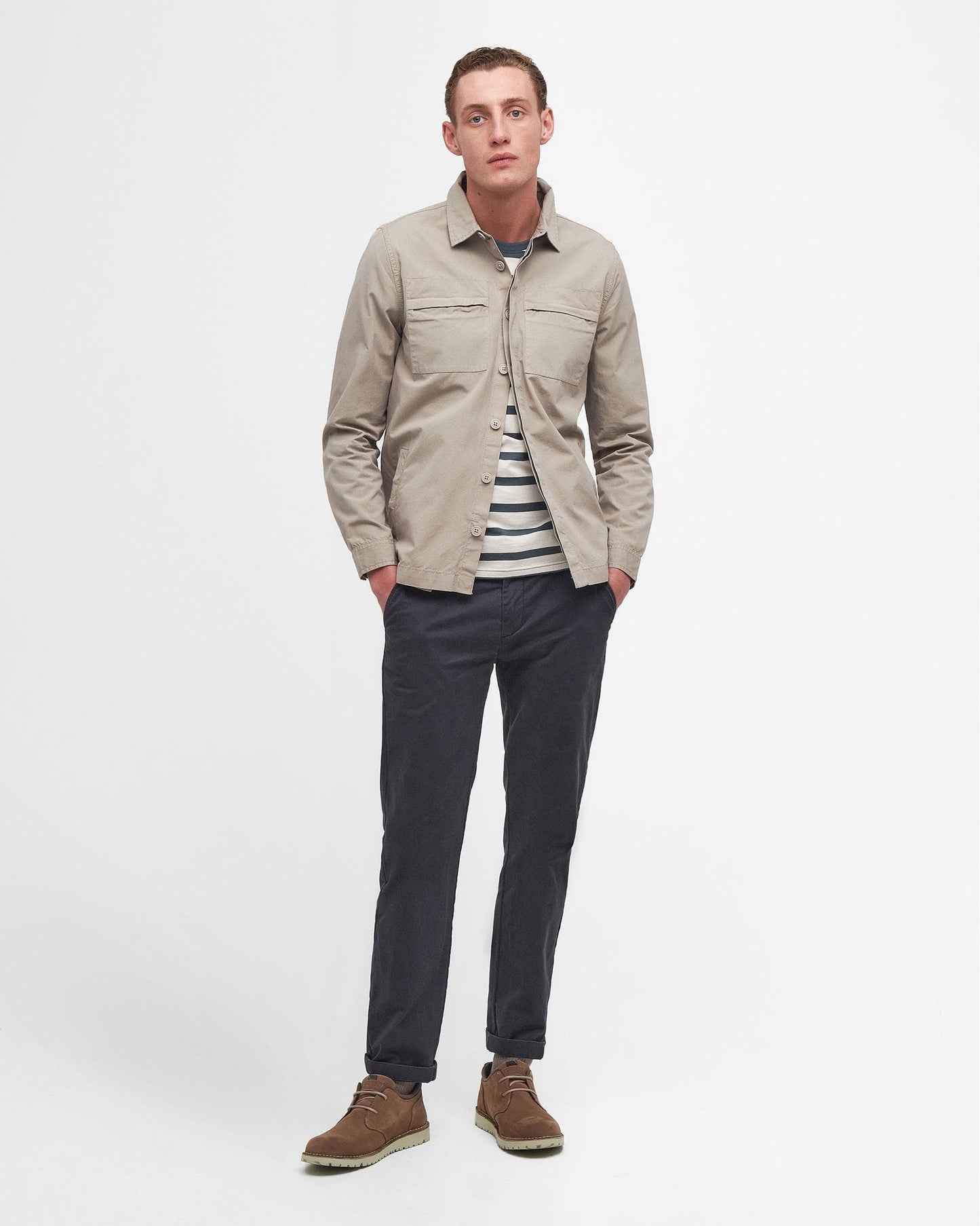 Barbour Castlebay Mens Garment Dyed Overshirt - Concrete