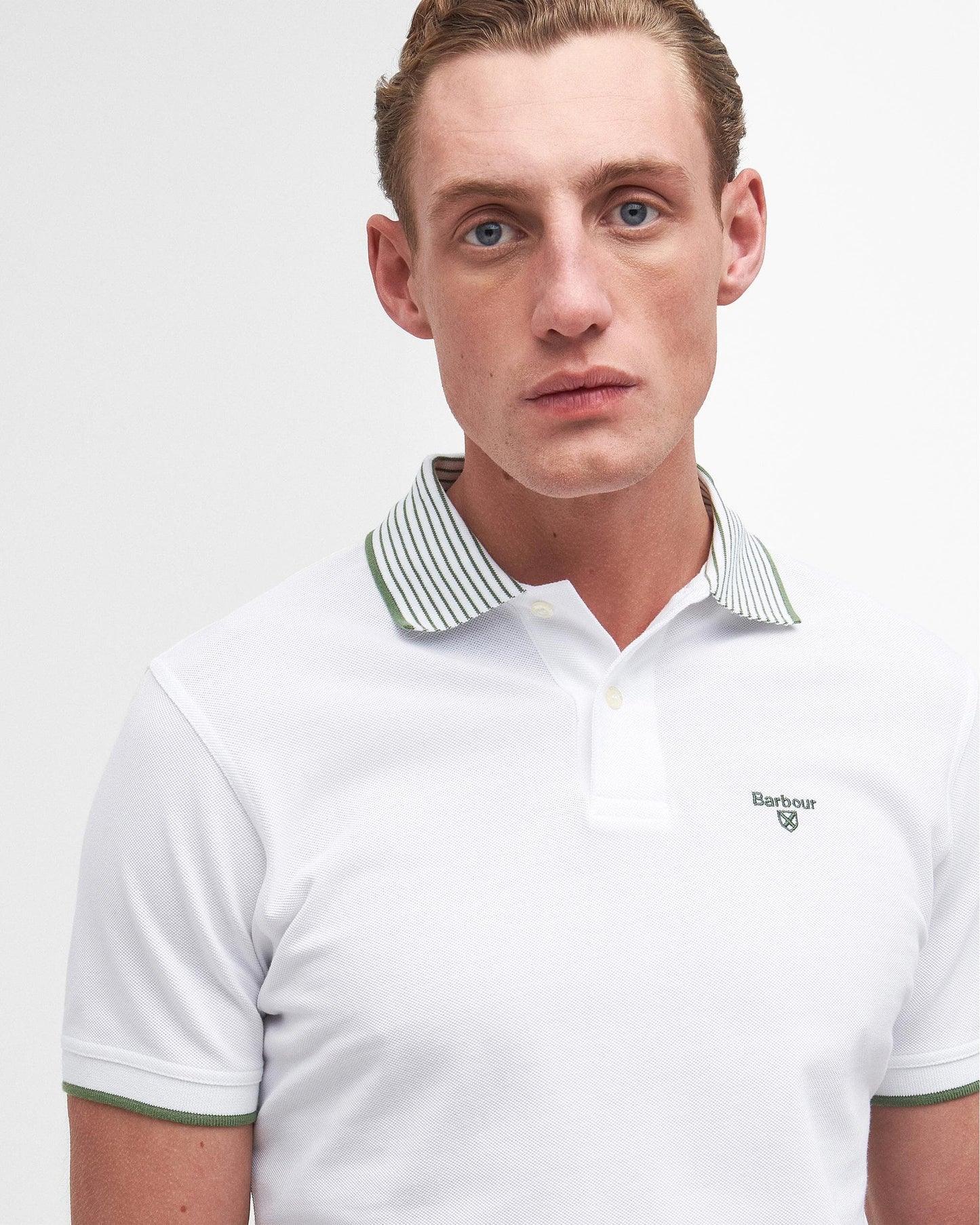 Barbour Denwick Mens Tailored Polo Shirt - White