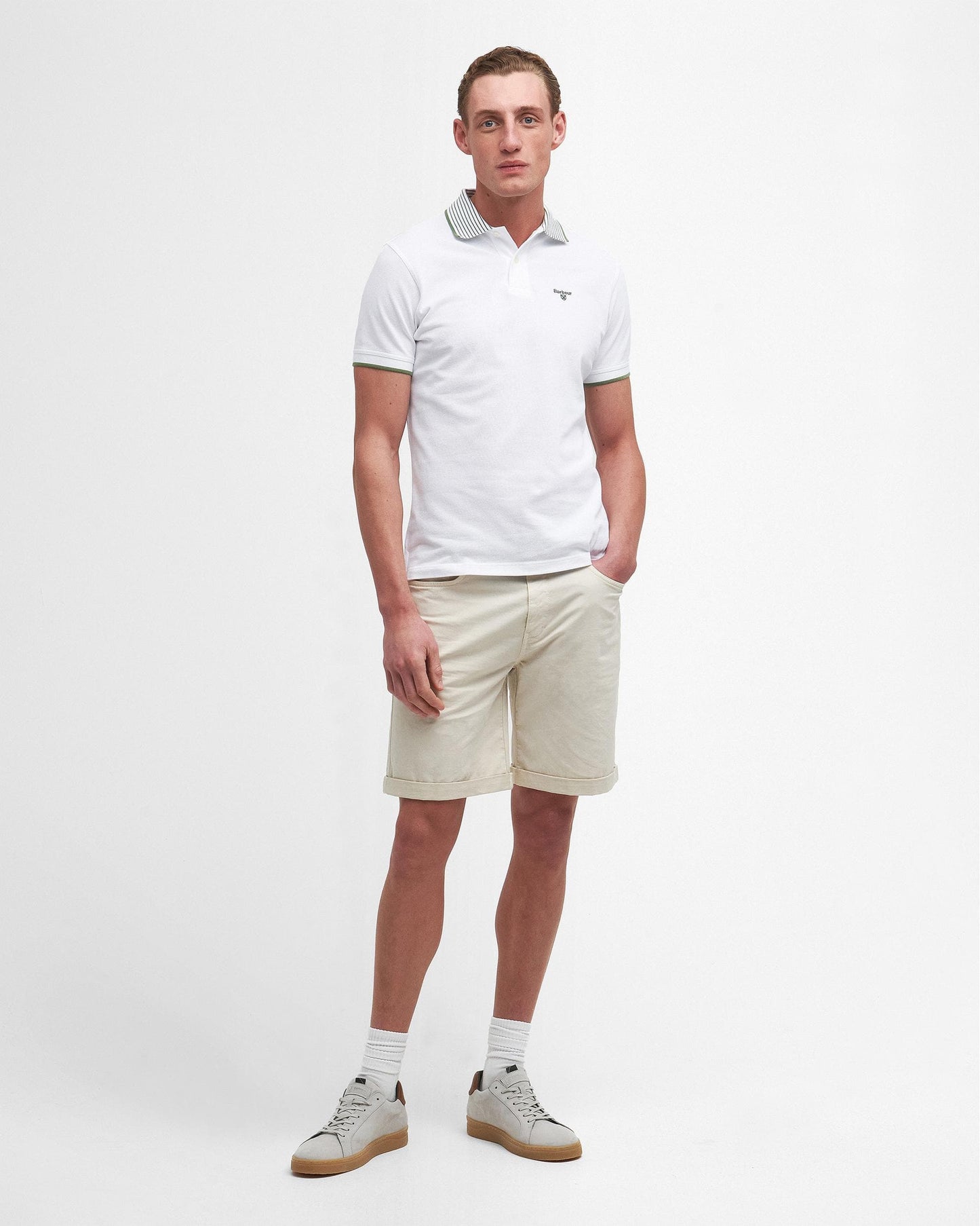 Barbour Denwick Mens Tailored Polo Shirt - White