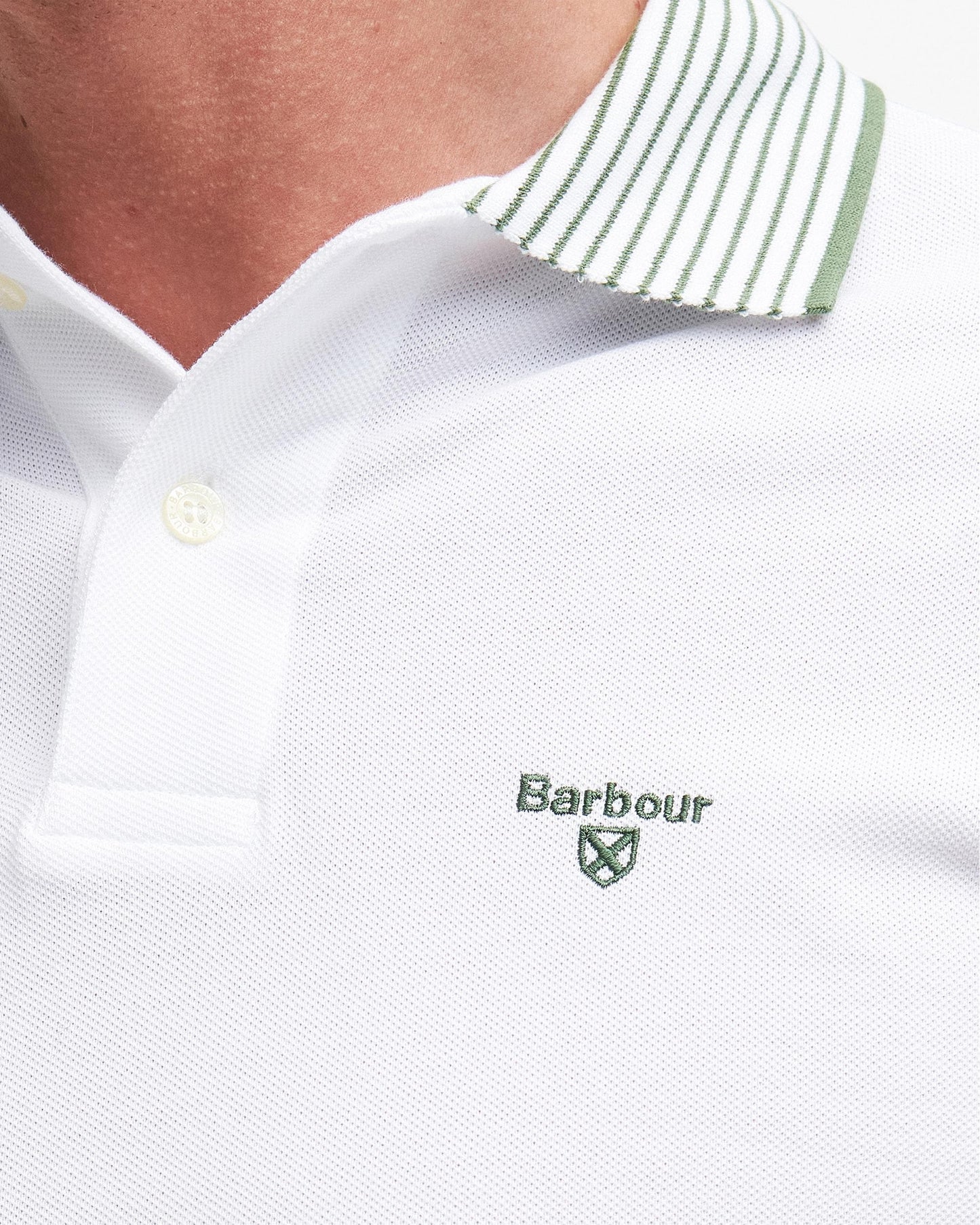 Barbour Denwick Mens Tailored Polo Shirt - White