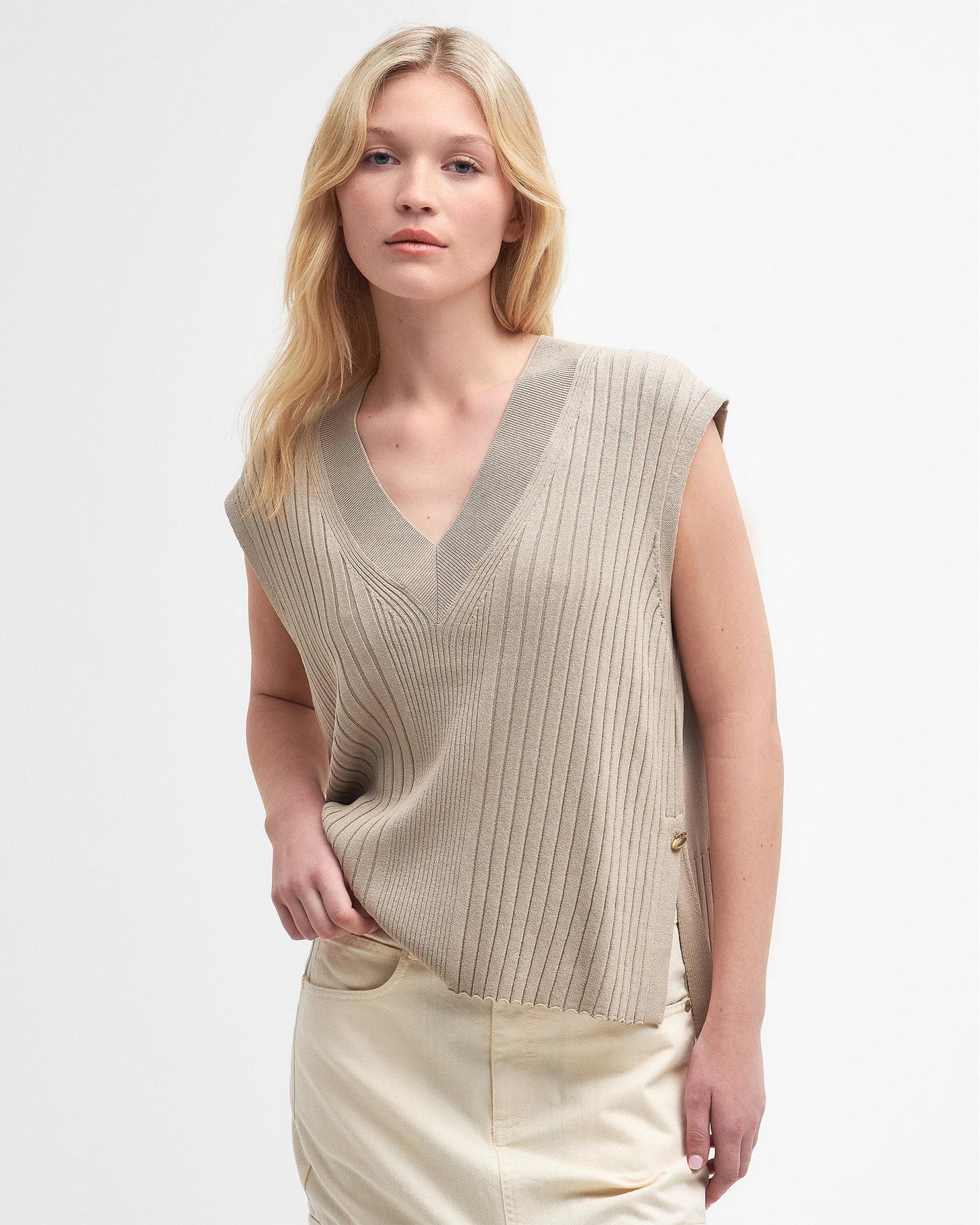 Barbour International Alicia Womens Sleeveless Knitted V-Neck Jumper