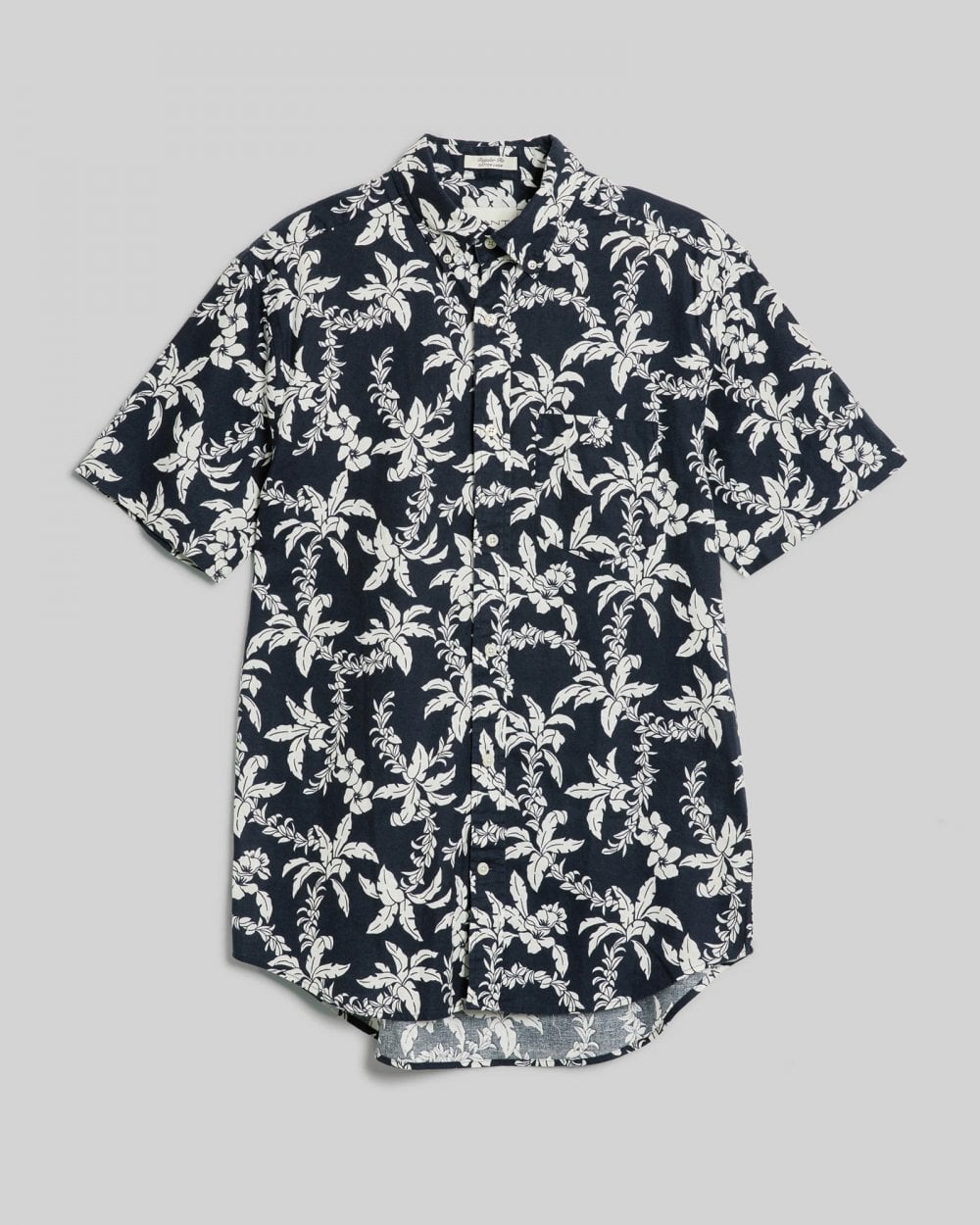GANT Mens Regular Cotton Linen Palm Short Sleeve Shirt