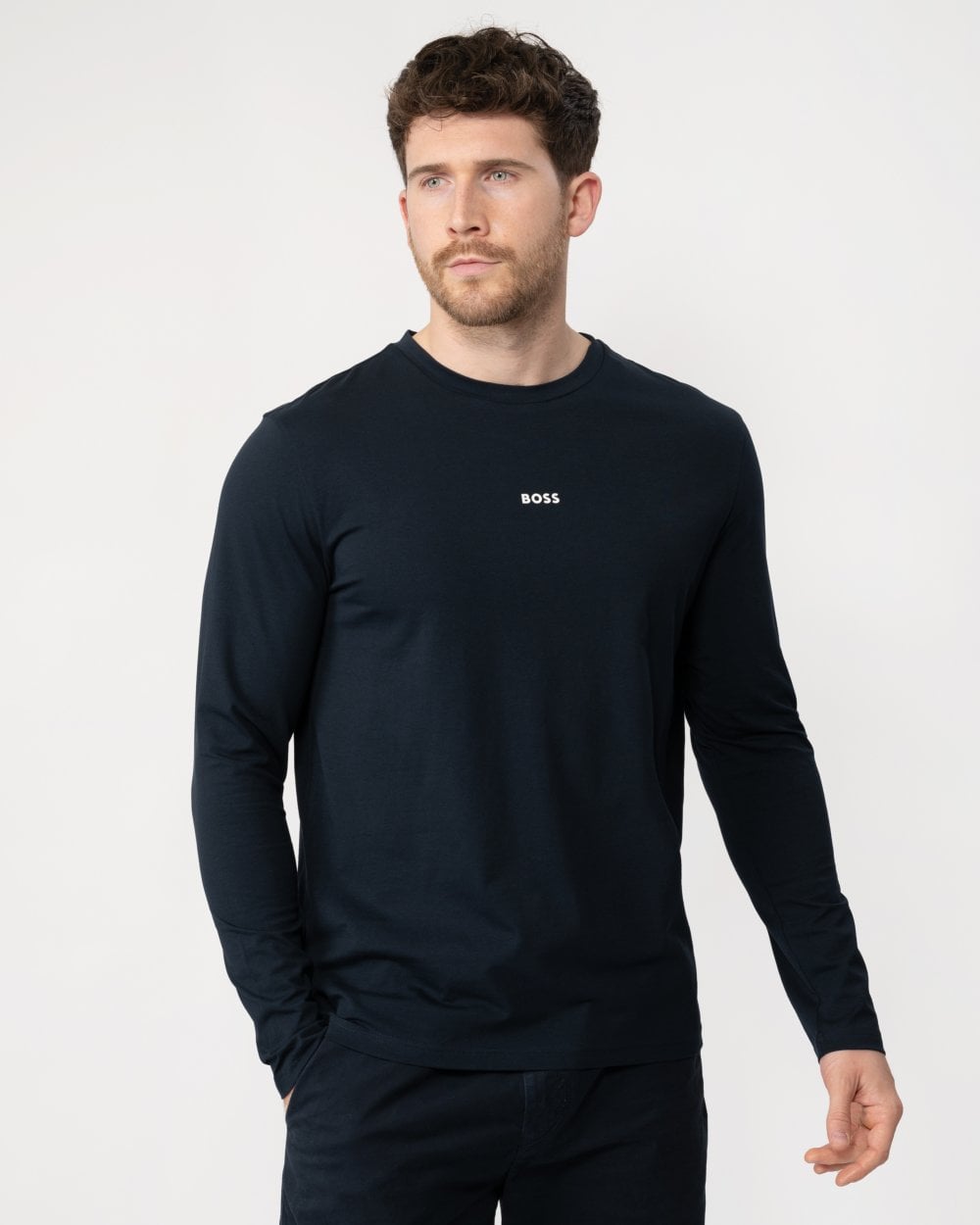 BOSS Orange Tchark Mens Long Sleeve Stretch Cotton T-Shirt