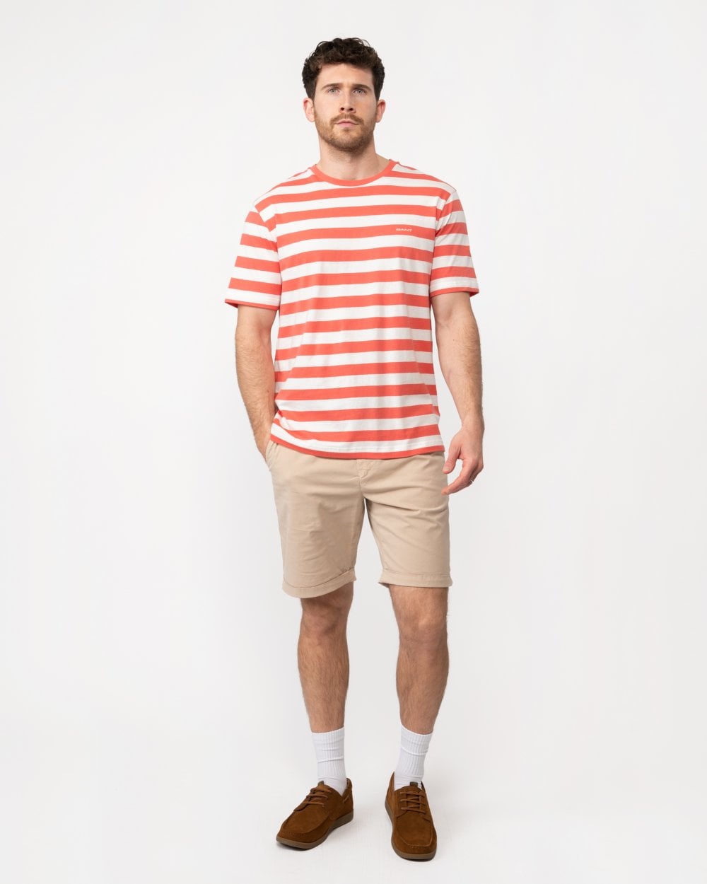 GANT GANT Mens Stripe Short Sleeve T-Shirt