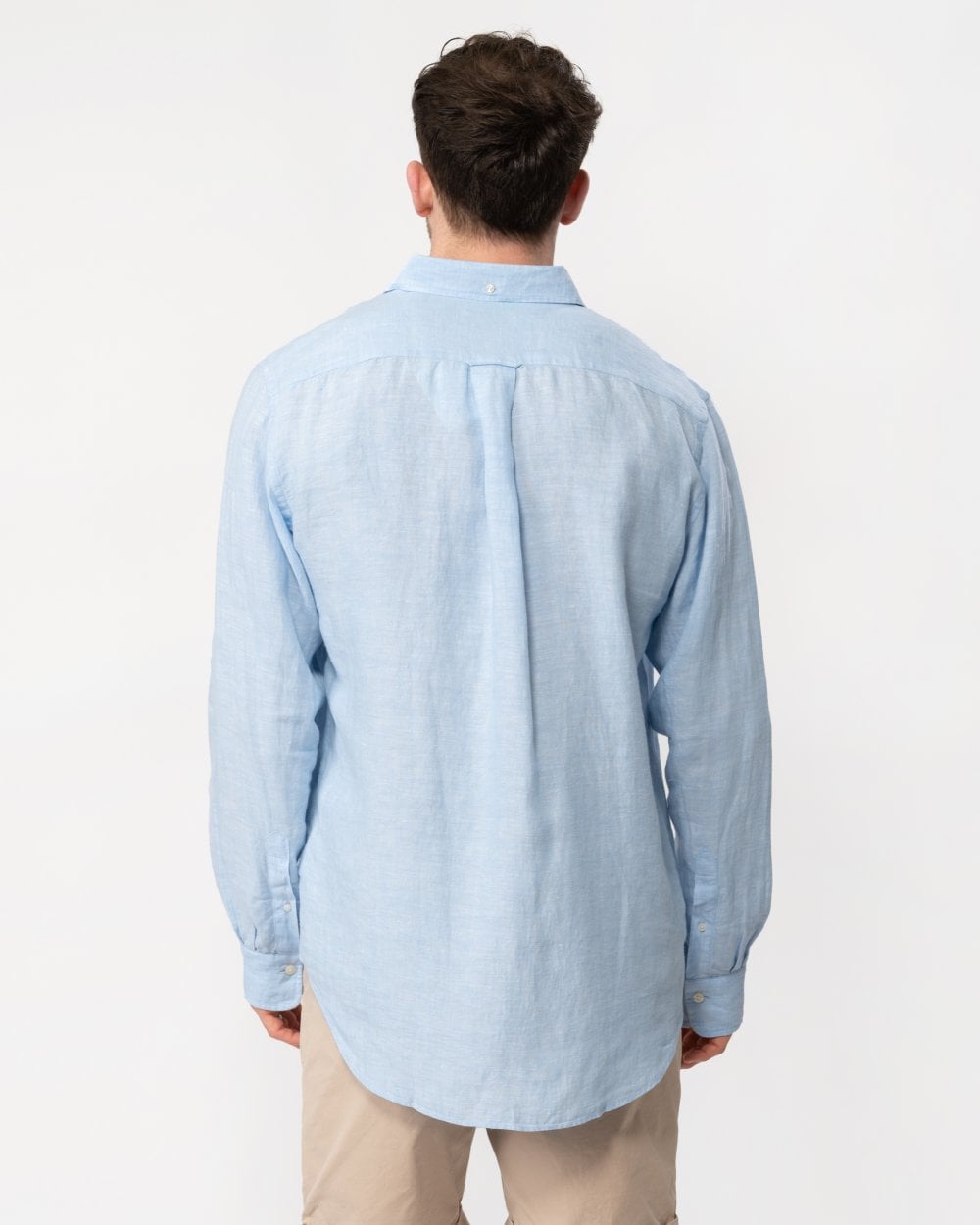 GANT Mens Regular Linen Long Sleeve Shirt - 468 Capri Blue