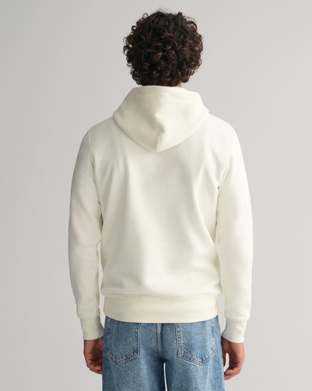GANT Mens Regular Fit Shield Logo Pullover Hoodie - 113 Eggshell