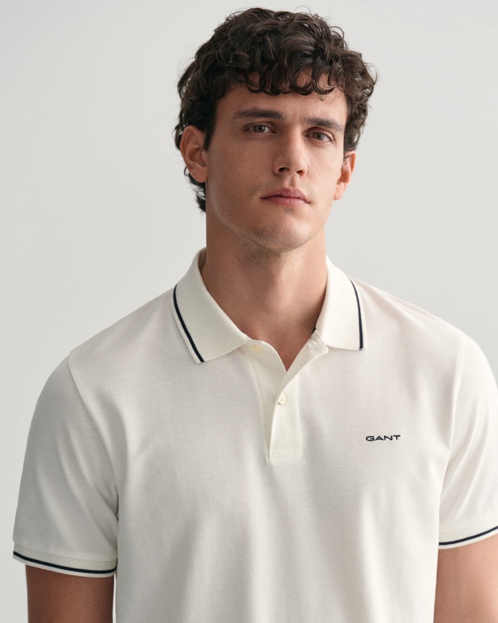 GANT Mens Short Sleeve Tipping Pique Polo - 110 White
