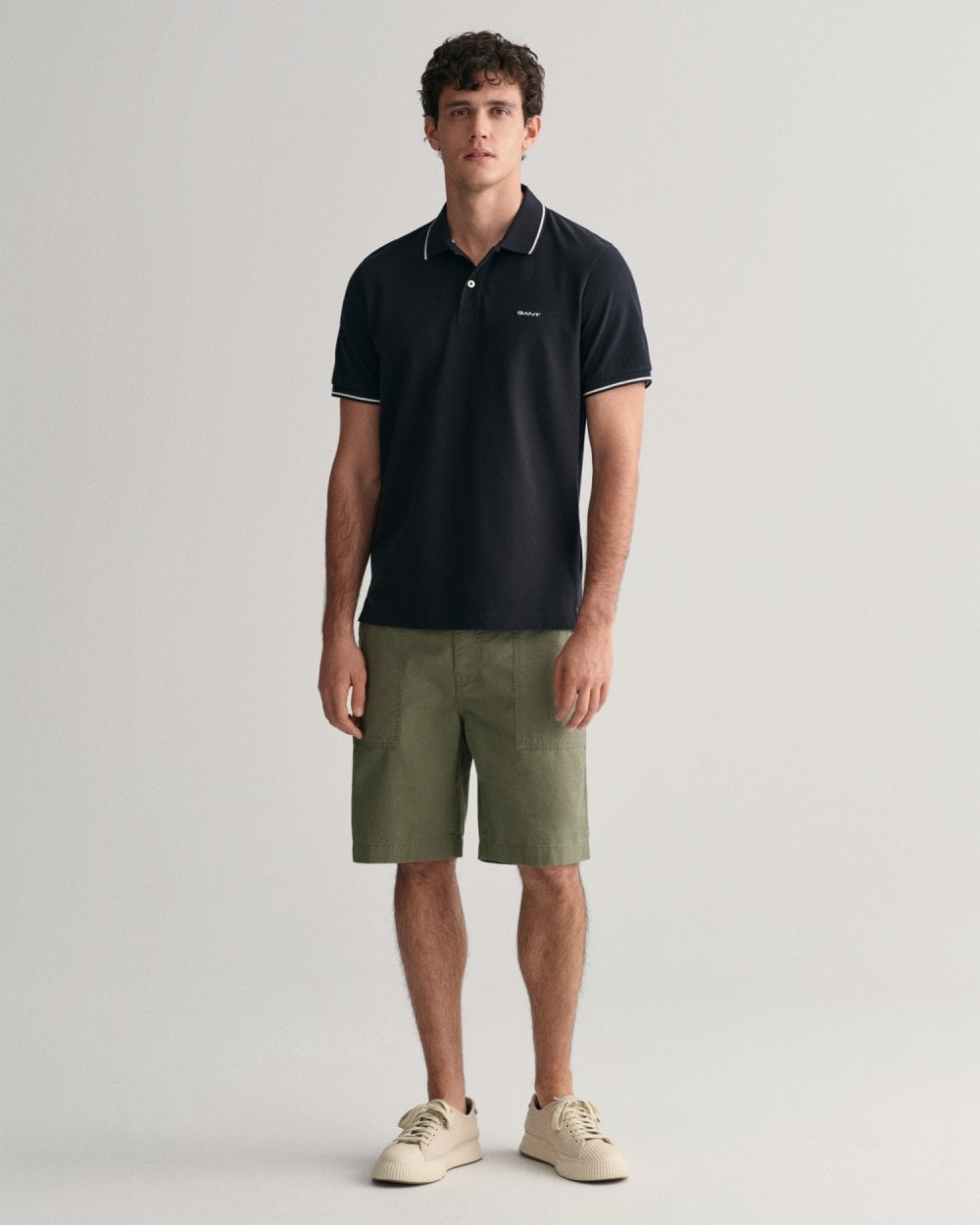 GANT Mens Short Sleeve Tipping Pique Polo - 5 Black