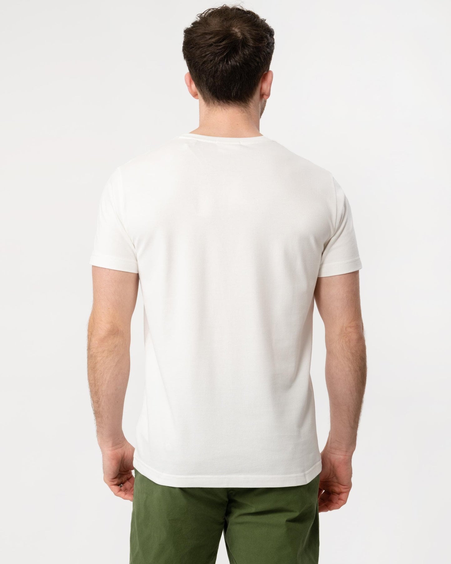 GANT Mens Slim Pique Short Sleeve T-Shirt - 113 Eggshell