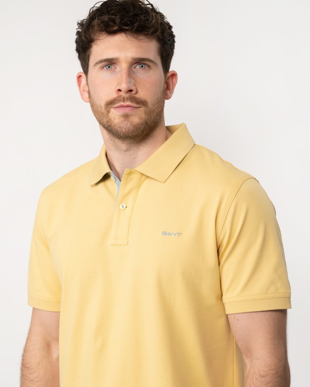 GANT Regular Fit Short Sleeve Contrast Pique Rugger - 726 Dusty Yellow