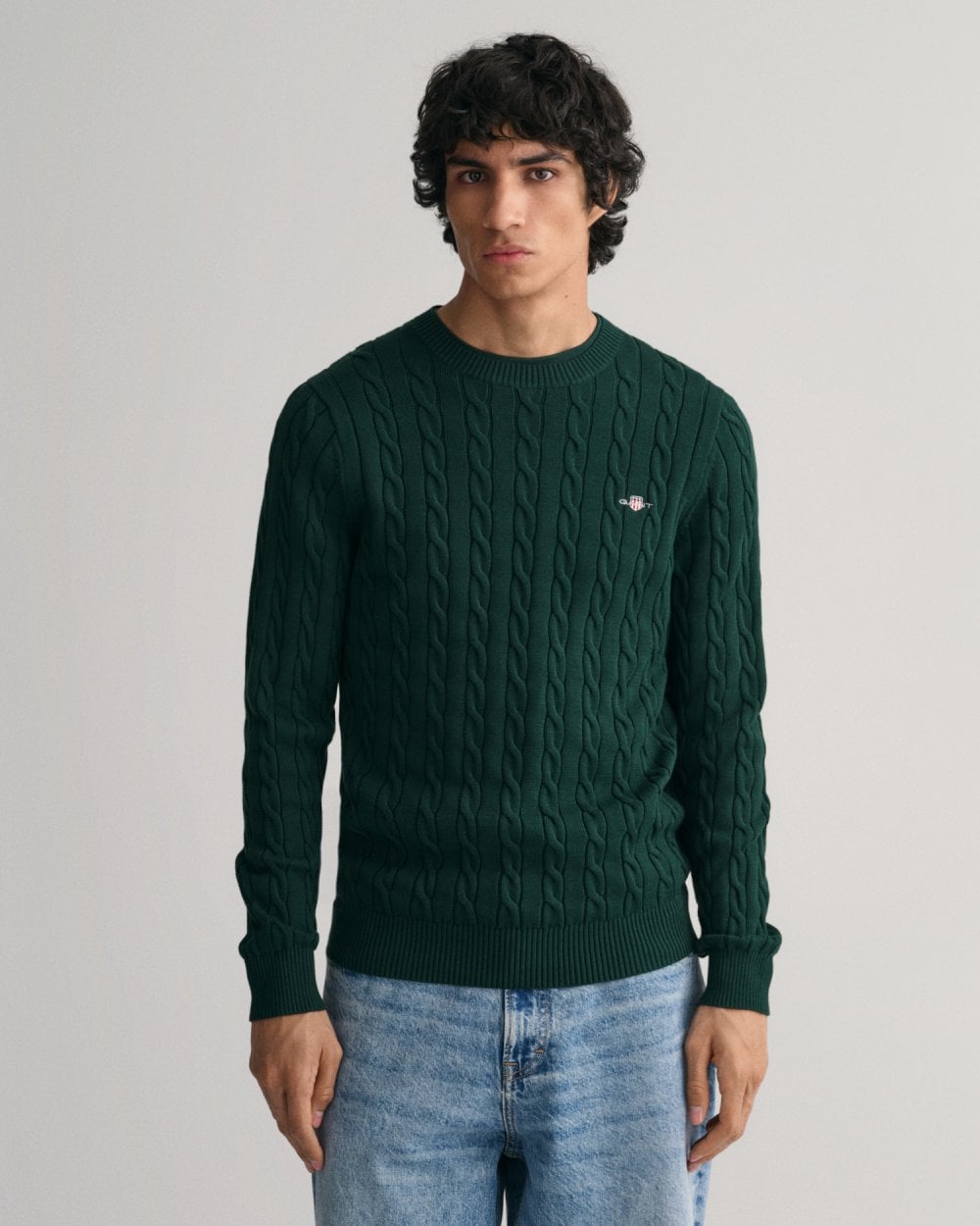 GANT Mens Cotton Cable Knit Crew Neck Jumper