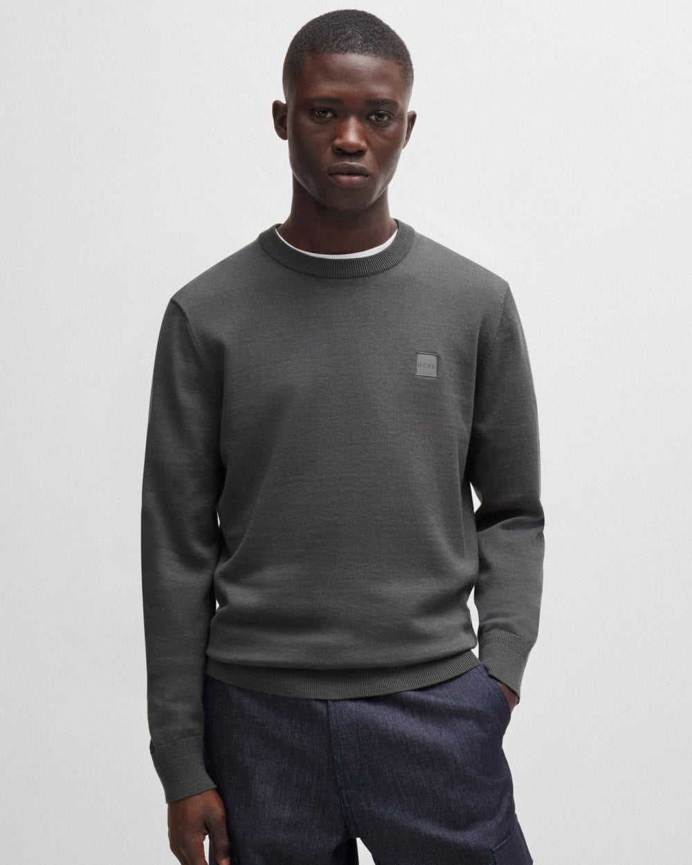 BOSS Orange Kanovano Mens Cotton-Cashmere Crew Neck Sweater