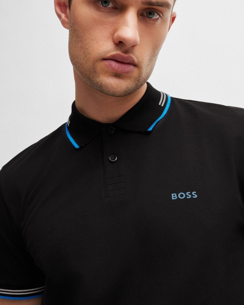 BOSS Green Paul Mens Short Sleeve Polo Shirt With Contrast Tipping - Black 004