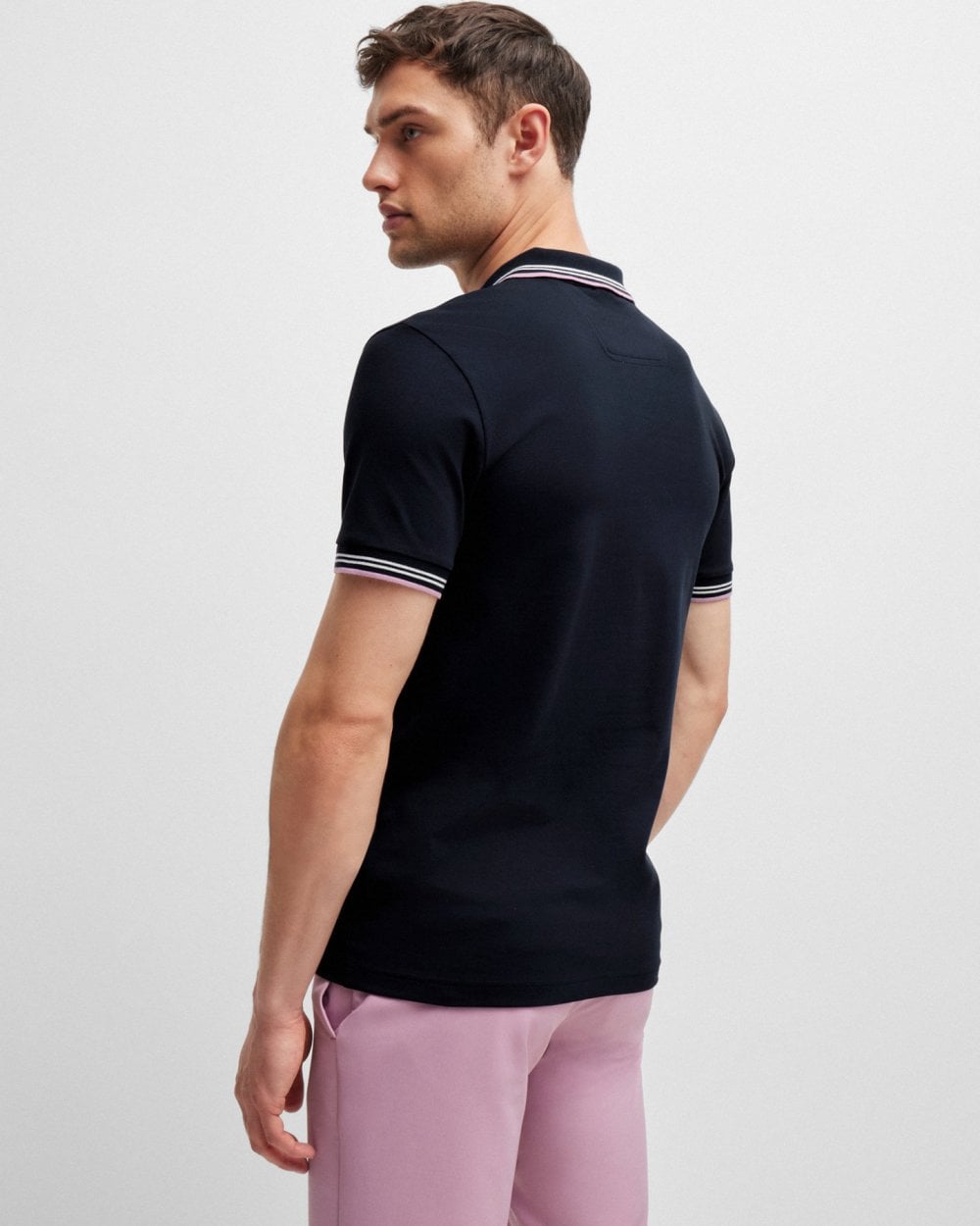 BOSS Green Paul Mens Short Sleeve Polo Shirt With Contrast Tipping - Dark Blue 403