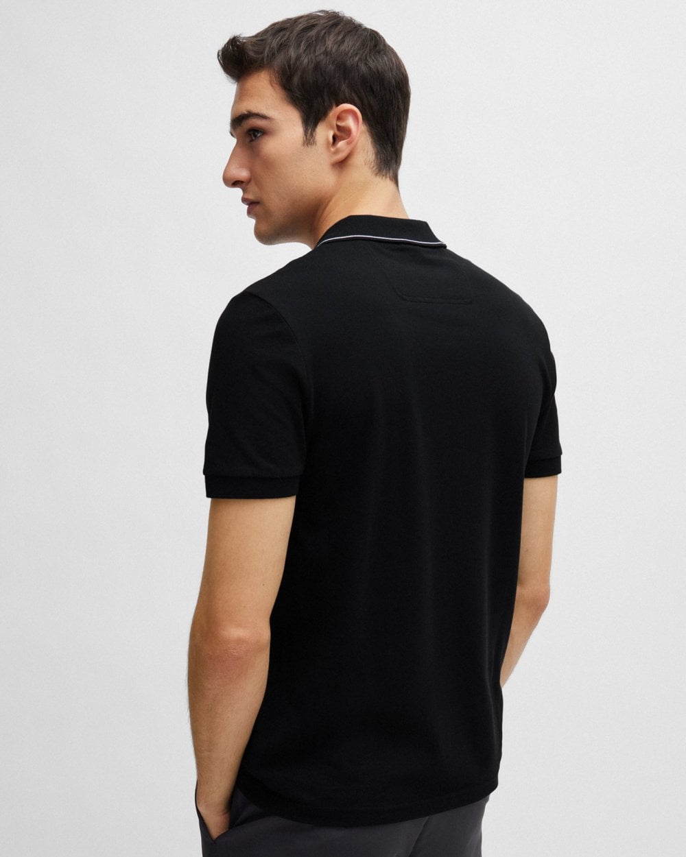 BOSS Green Paule 4 Mens Tipped Collar Polo Shirt NOS - Black 003