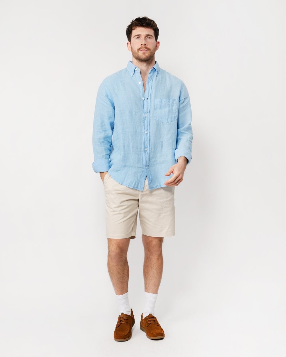 GANT Mens Regular Garment Dyed Linen Shirt - 468 Capri Blue
