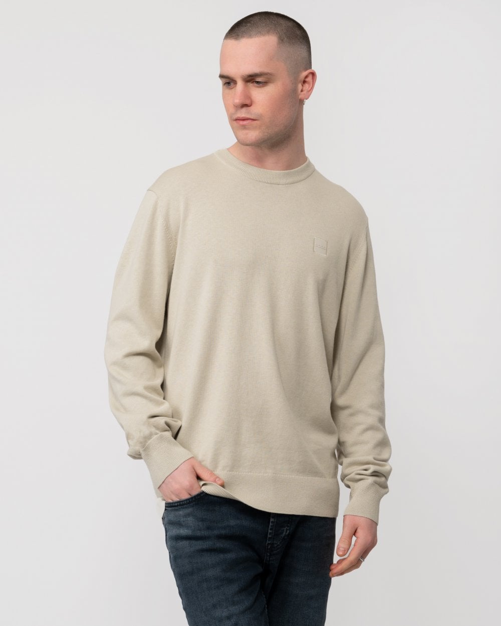BOSS Orange Kanovano Mens Cotton-Cashmere Crew Neck Sweater
