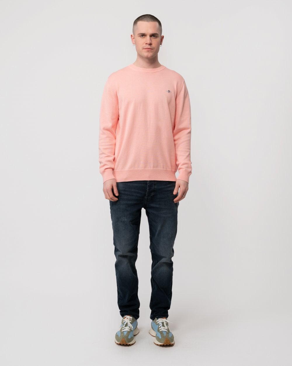 GANT Mens Classic Cotton Crew Neck Jumper - 671 Bubblegum Pink