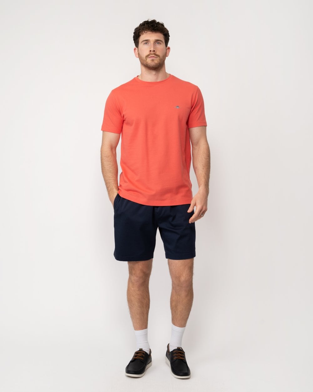 GANT Mens Slim Pique Short Sleeve T-Shirt - 628 Sunset Pink