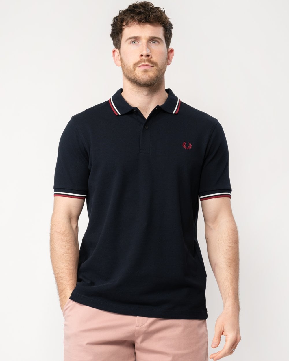 Fred Perry Mens Twin Tipped Signature Polo Shirt NOS - Navy/White/Red T55