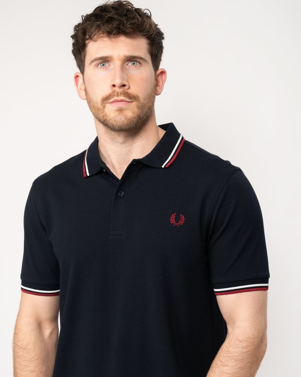 Fred Perry Mens Twin Tipped Signature Polo Shirt NOS - Navy/White/Red T55