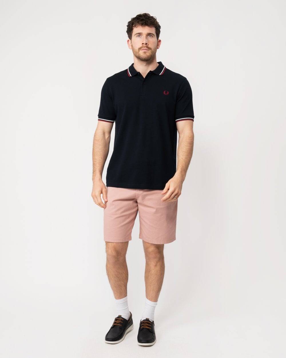 Fred Perry Mens Twin Tipped Signature Polo Shirt NOS - Navy/White/Red T55