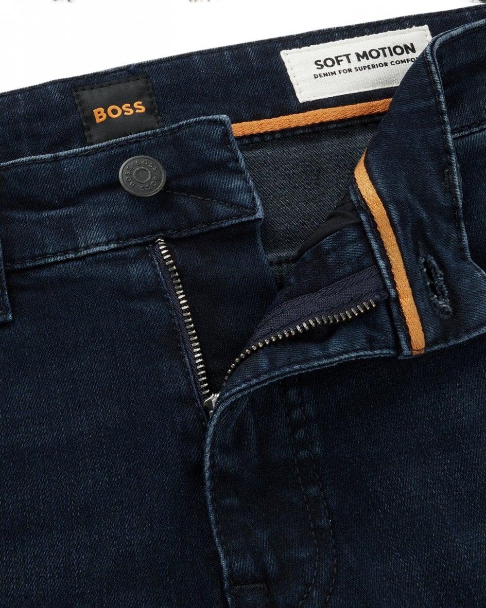 BOSS Orange BOSS Orange Delaware Mens Slim-Fit Jeans in Dark Blue Soft-Motion Denim