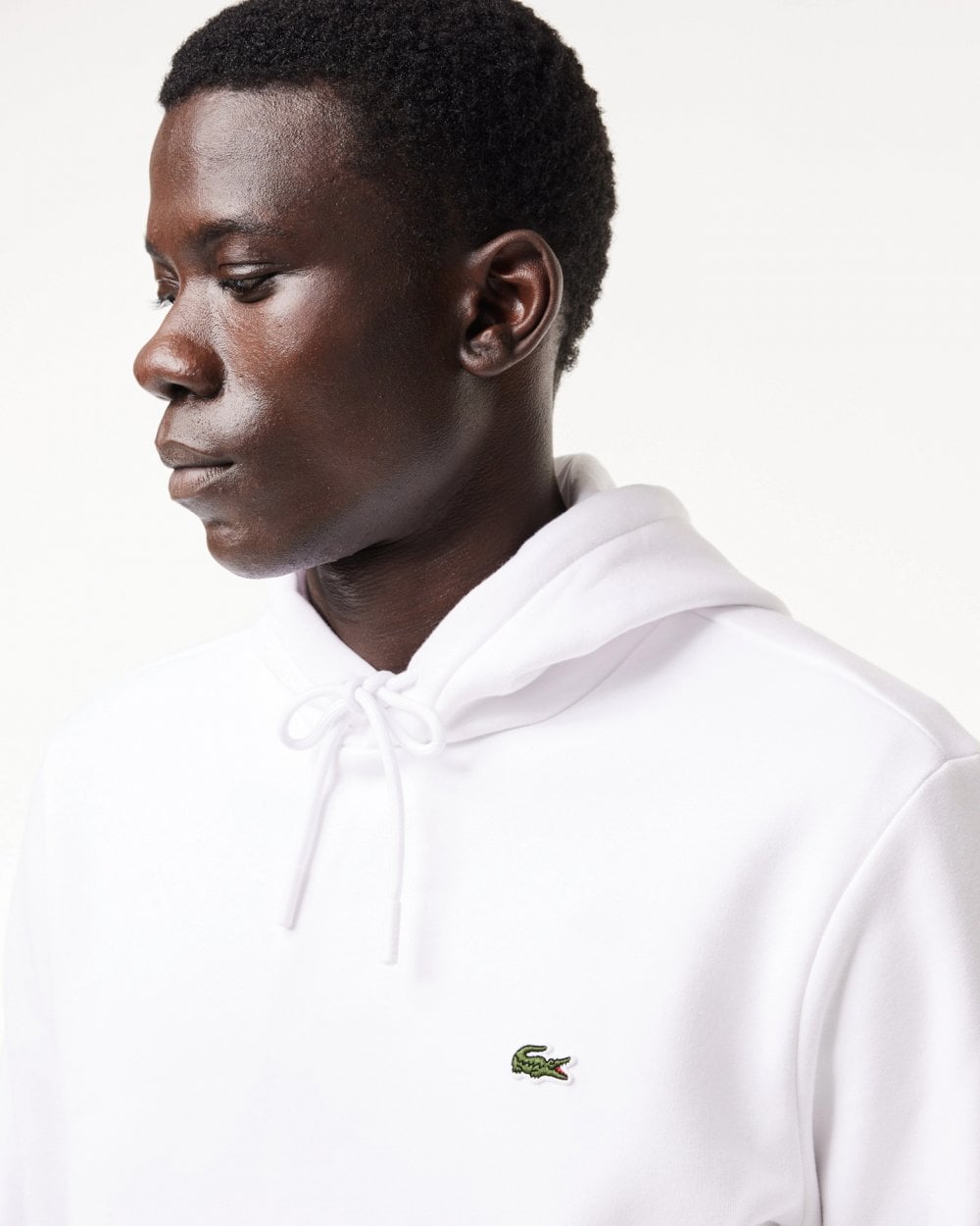 Lacoste Mens Fleece Hoodie - White 001