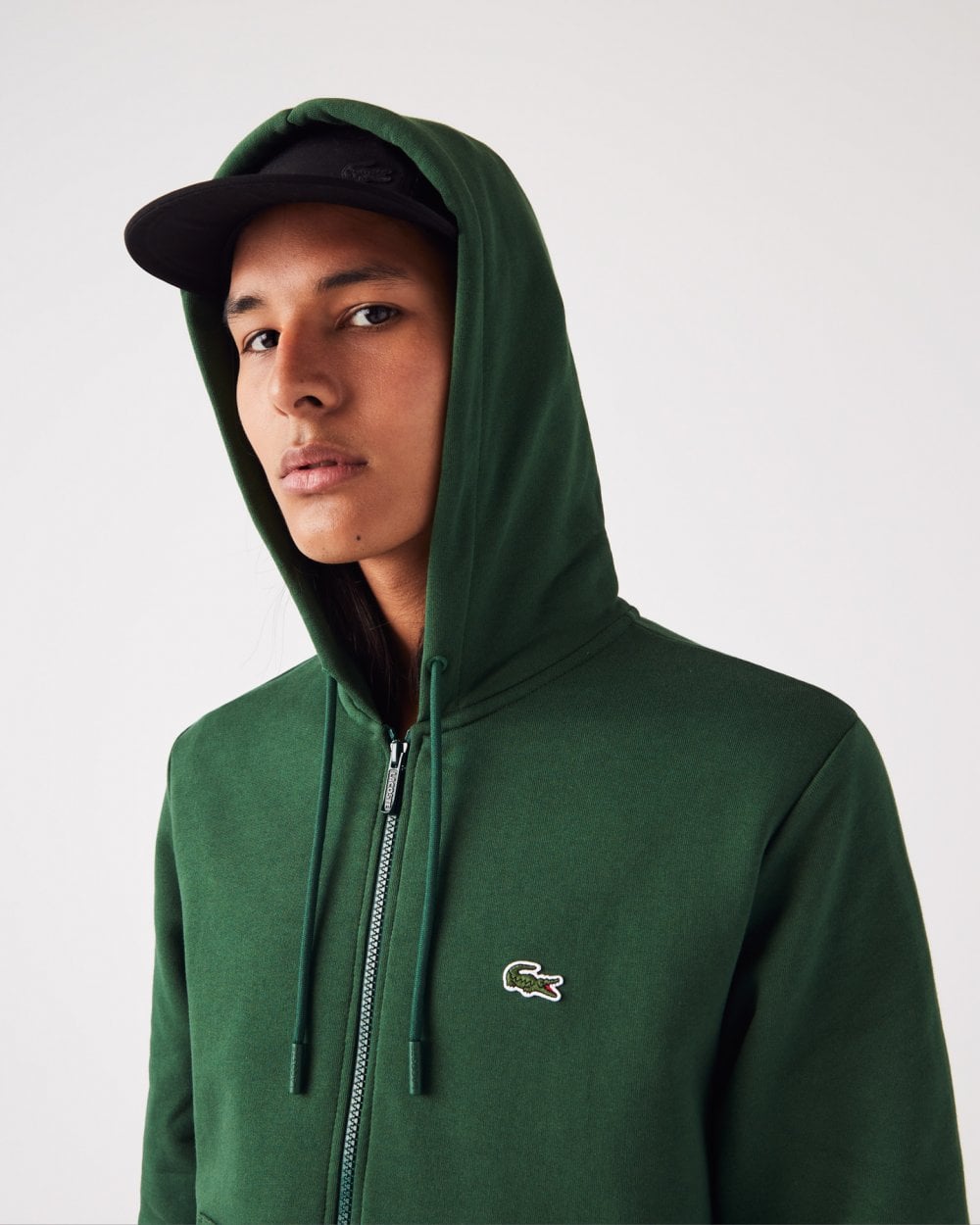 Lacoste Mens Fleece Full-Zip Hoodie - Green 132
