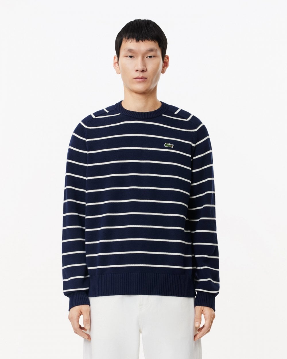 Lacoste Lacoste Mens Cotton Crew Neck Striped Jumper